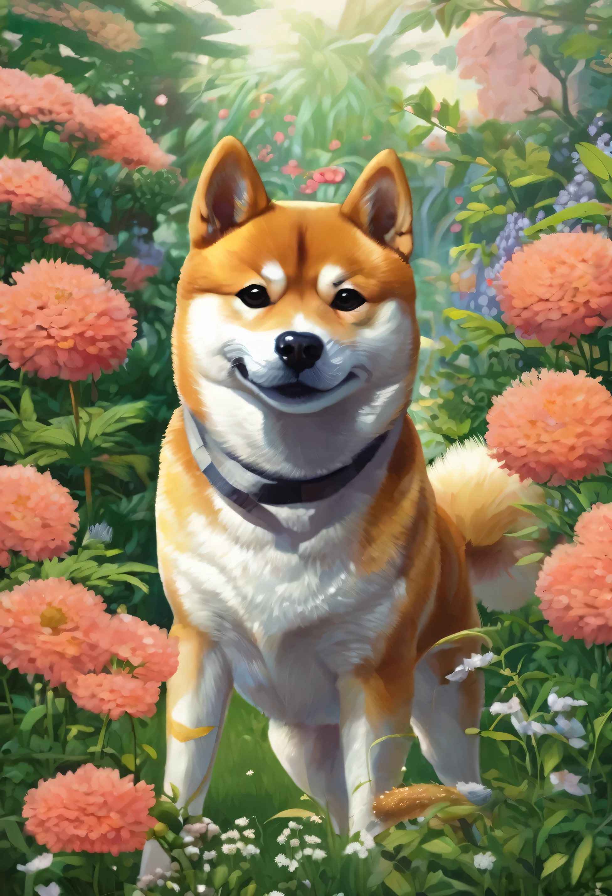 shiba in a garden