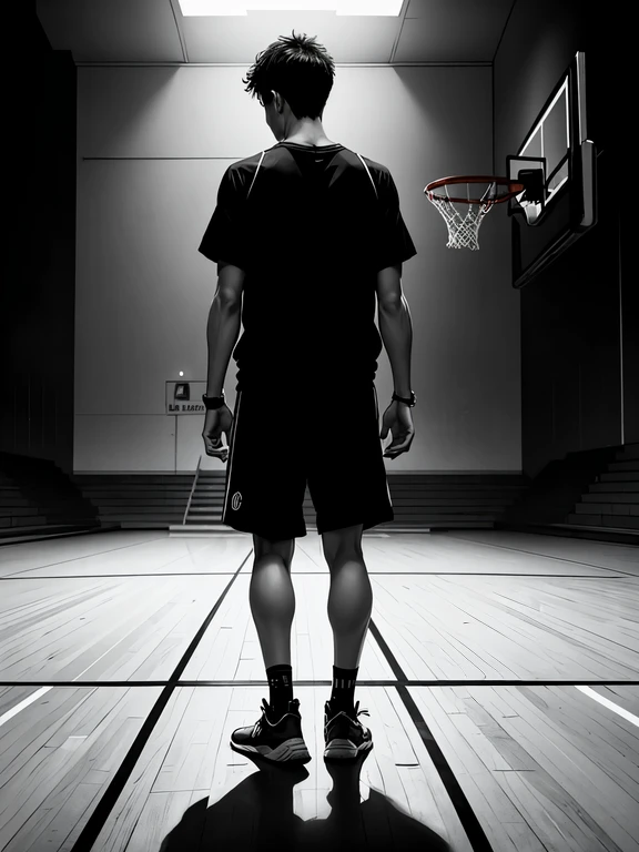 Add basketball black and white, with a little spark of ink