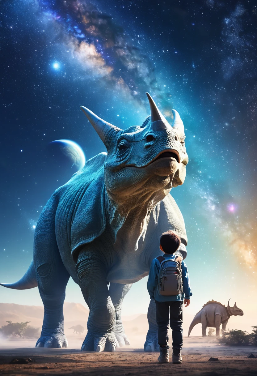masterpiece,2D illustration、Space image、1 boy、transparent,Joshimae「Or G7 soft image、Gentle atmosphere、triceratops