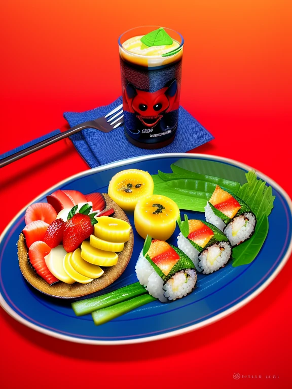 There is a plate of food and three sushi, fruit, and a cup of coffee, โค๐ฅ๐๐ช, ๐ ๐ก ๐ ๐ง, ๐ช ๐จ;๐๐,best mayonnaise, Taken in the early 2020s, ๐ฆฉ๐ช๐๐ฉ๐ป๐ฆณ