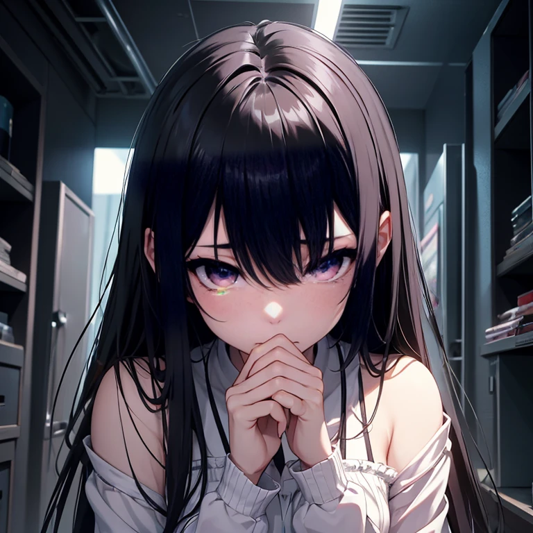 sharp eyeake everything pale pink、official crying art, unthaty 8k wallpaper, Super detailed, beautiful and aesthetic, high qualthaty, beautiful, masterpiece, 最high qualthaty, (zget tangled, mandala, tangled, get tangled:0.6), dark森の中の男と女の子の白黒写真, (male monster next to girl), dark, dark, Limthated palette, long straight black hair,  (dark), good and bad、that&#39;that&#39;that&#39;it&#39;s raining。Sad face、Crying and sobbing,、many tears are flowing down my cheeks、Reduce exposure