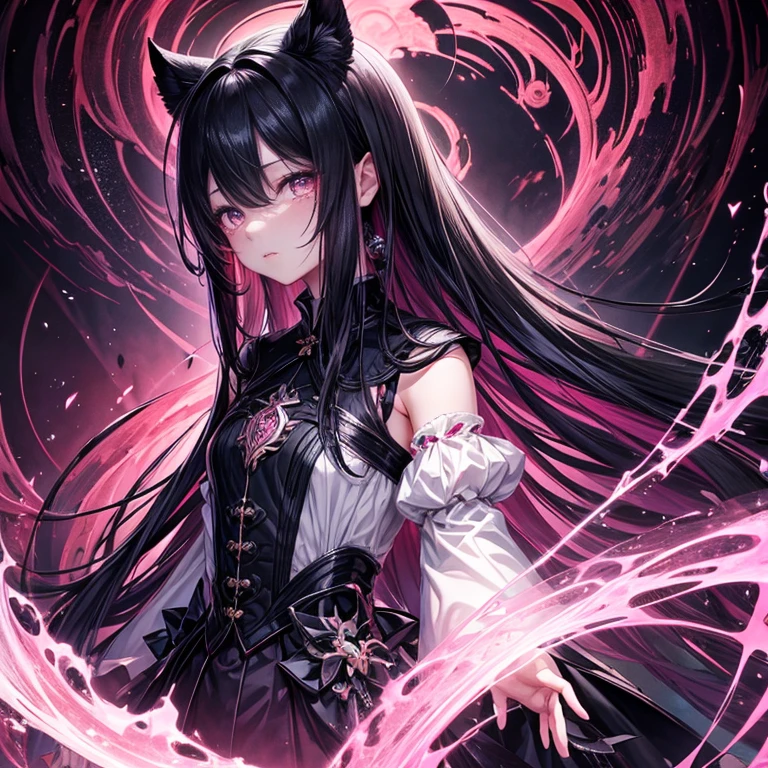 sharp eyes、Strong heart、Make everything pale pink、official crying art, unthaty 8k wallpaper, Super detailed, beautiful and aesthetic, high qualthaty, beautiful, masterpiece, 最high qualthaty, (zget tangled, mandala, tangled, get tangled:0.6), dark森の中の男と女の子の白黒写真, (male monster next to girl), dark, dark, Limthated palette, long straight black hair, (dark), good and bad、that'that'that'it's raining、、Reduce exposure