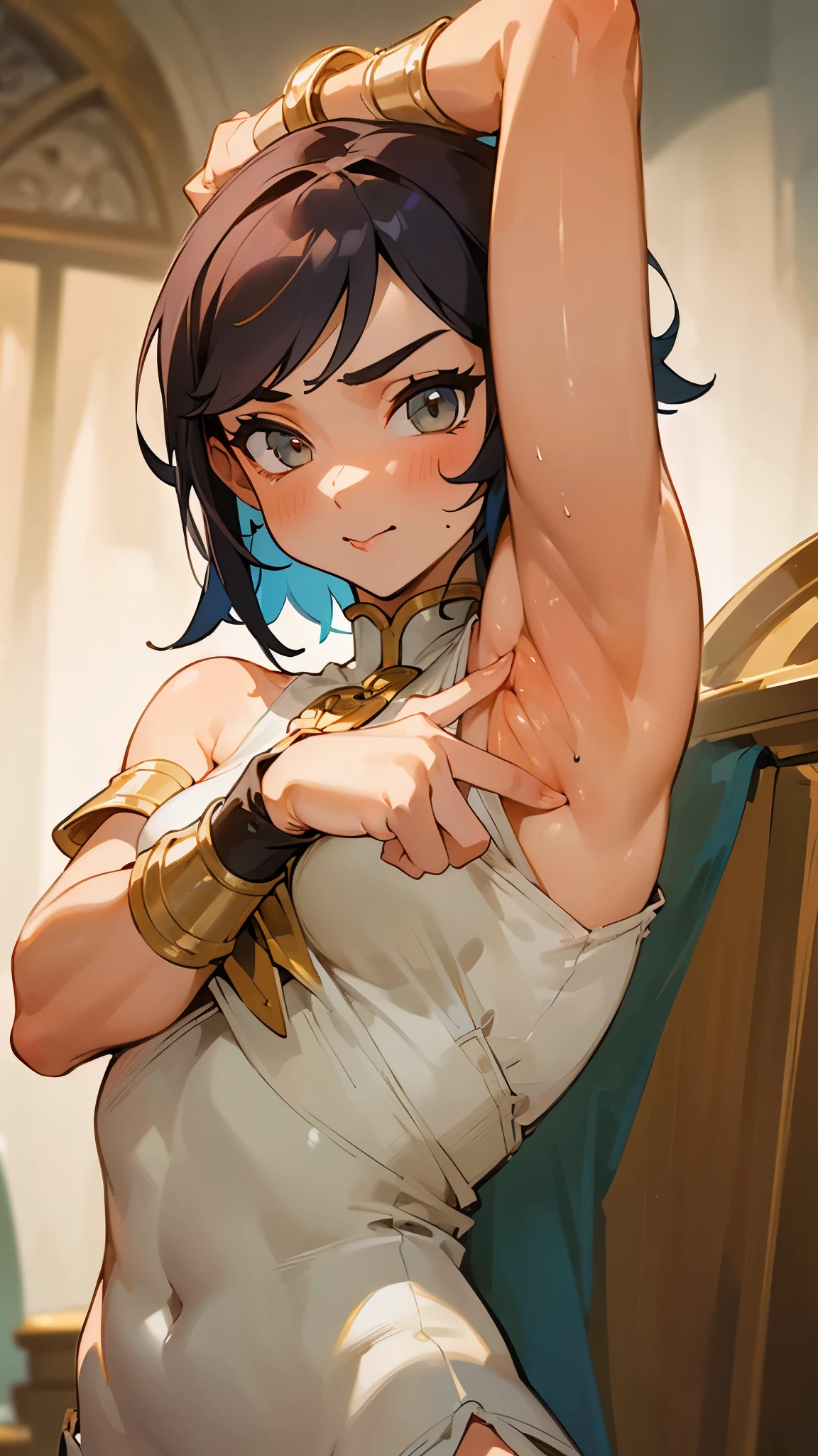 (Hands under armpits:1.4), (show armpits:1.3), (Underarm revealing clothing:1.5), (Raise your hands and show your armpits:1.4), (Armpit-revealing clothing:1.4), (Visible under armpits:1.3), (Expose the armpits:1.4), (Sexy underarms:1.4), (Charming armpits:1.3), (Smooth underarms:1.3), (Charming armpits:1.3), (sexy skin:1.4), (Soft armpits:1.3), (Charming armpits:1.4), (Charming armpits:1.3), (Supple skin:1.4), (Seductive armpits:1.4), UHD, retina, masterpiece, ccurate, anatomically correct, textured skin, super detail, high details, high quality, award winning, best quality, highres, 16k