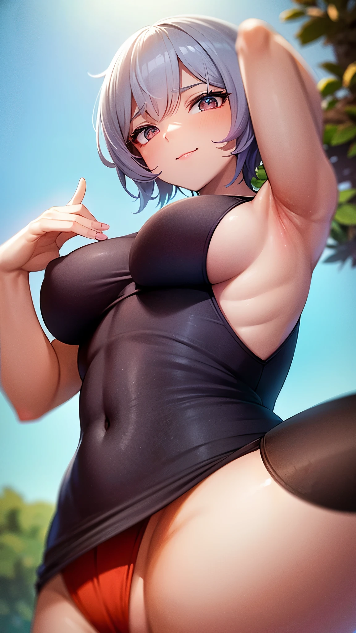 (Hands under armpits:1.4), (show armpits:1.3), (Underarm revealing clothing:1.5), (Raise your hands and show your armpits:1.4), (Armpit-revealing clothing:1.4), (Visible under armpits:1.3), (Expose the armpits:1.4), (Sexy underarms:1.4), (Charming armpits:1.3), (Smooth underarms:1.3), (Charming armpits:1.3), (sexy skin:1.4), (Soft armpits:1.3), (Charming armpits:1.4), (Charming armpits:1.3), (Supple skin:1.4), (Seductive armpits:1.4), UHD, retina, masterpiece, ccurate, anatomically correct, textured skin, super detail, high details, high quality, award winning, best quality, highres, 16k