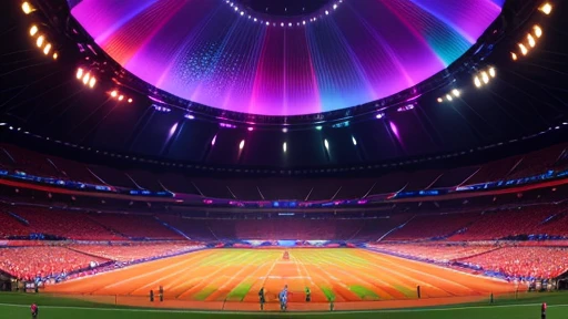 Opening Ceremony of the Asian Games, Inside the venue，Mesmerizing drone light show, Vibrant colors, Impressive formation, Entice your audience,
