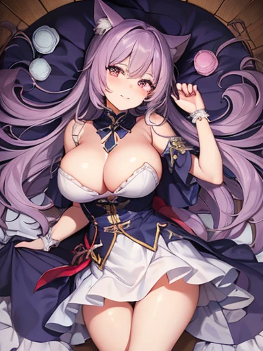 chef-d'artwork,best quality,8K,khd,1 fille allemande,humain ,Asuka Langley Soryu,((exquisite details)),,jeune,seul,Pauvre Chuchu, Huge neckline:2,Mes yeux pétillent, yeux petillants et doux,(yeux brillants de lumière:1.233),((cheveux longs violet pale)),Montre tes jambes, sourire desireux, Bouche ouvert,((robe en gaze marine transparente,very light gauze skirt, lying in bed, lying on the back, bras au dessus de la tete,Pas de soutien-gorge,riches bijoux en argent, chambre, lit)),(Beautiful and detailed eyes:1.3,regarde la caméra),rougir, scarlet cheek, lying in bed,fille embarasser, fille honteuse, embarrassed girl, Rear Lens:1.3, position sexy, position sexuelle, vetement ouvert, pied nu, dakimakura