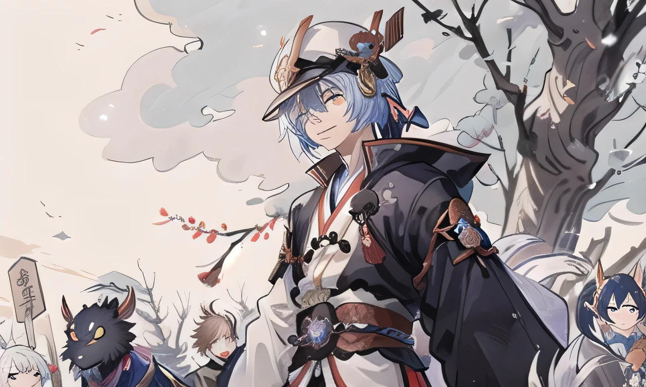 Anime characters lined up against a wooden background, Onmyoji detailed art, Onmyoji, Onmyoji portrait, keqing from Genshin impact, Genshin, Demon slayer art handsome man, zhongli from Genshin impact, Genshin impact character, by ヤン・J, detailed anime character art, From Arknights
