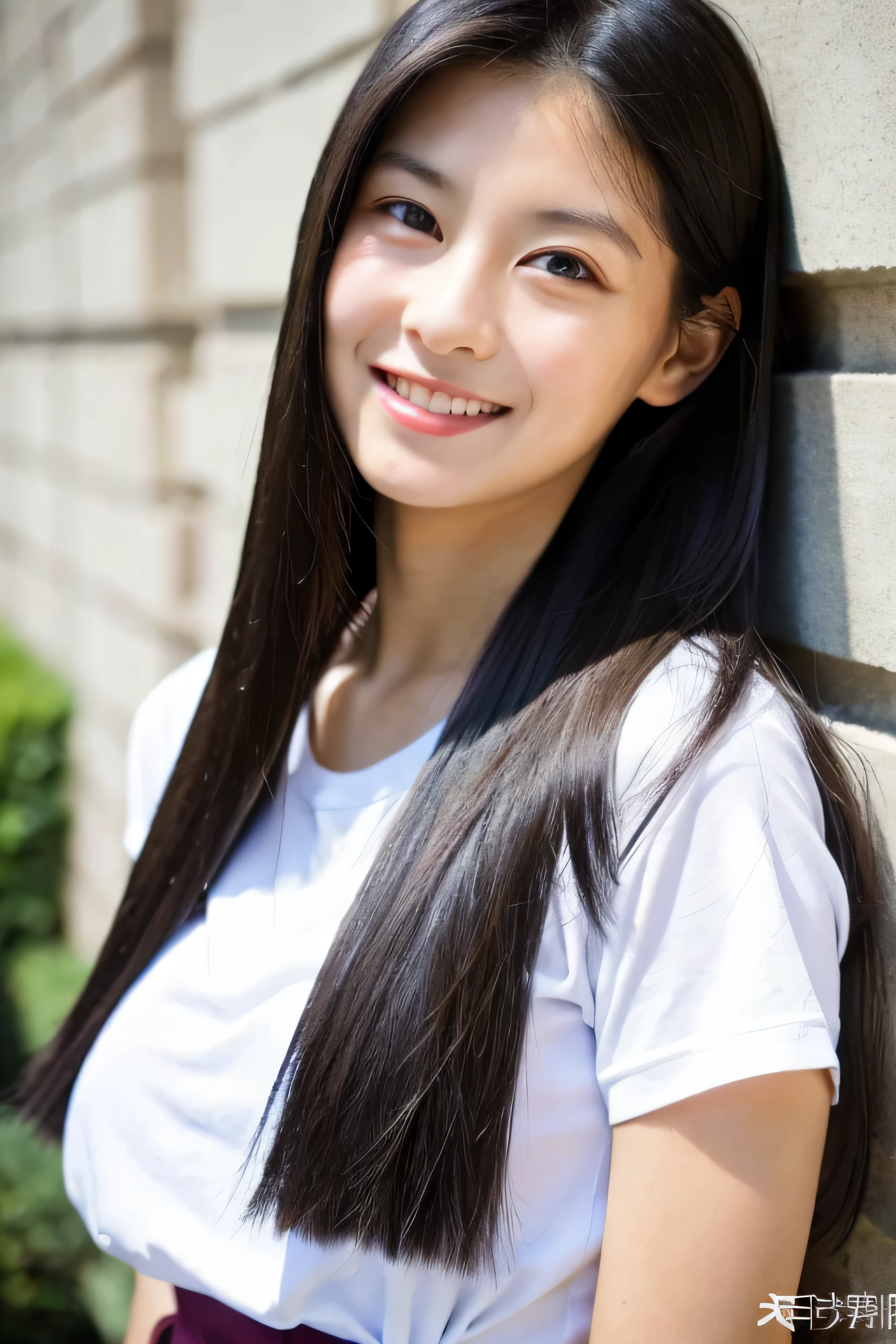 ((highest quality)), ((masterpiece)), (be familiar with), perfect face ((highest quality)), ((masterpiece)), (be familiar with), perfect face arafed woman with long black hair standing in front of a wall, long black shiny hair, black silky hair, Extra Dark Natural Black Hair, long straight black hair, (long black straight hair), Perfect silky straight hair, straight black hair, long black hair, her hair is long and straight, detailed long black hair (Extremely huge breasts 1.10) (super long hair up to waist 1.50)
She is an 8 year old elementary school student Her innocent expression is cute.。cute smile Laughter Wearing an elementary 。