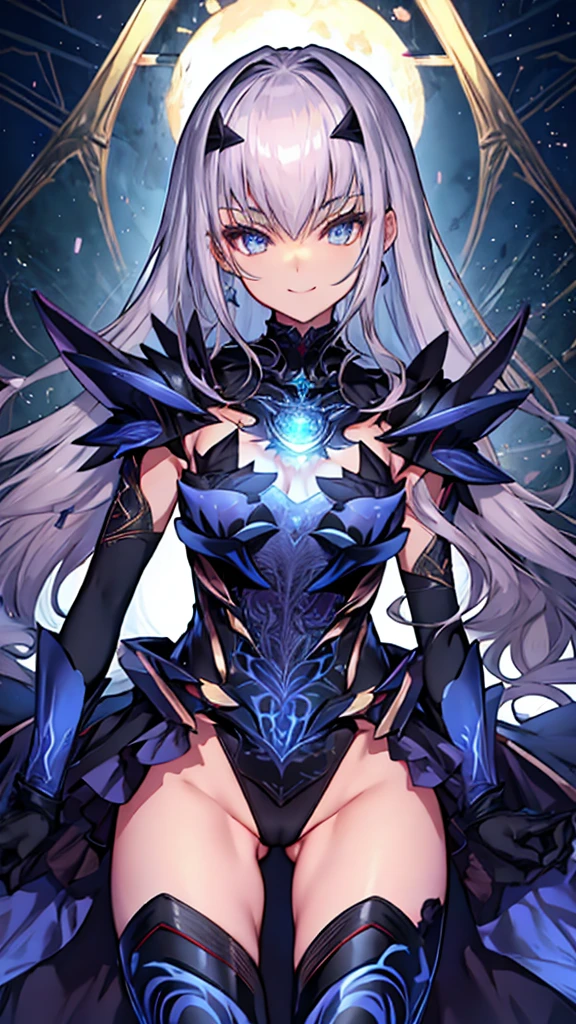 (full body),NSFW,highest quality,High resolution, Super detailed,game CG,dutch angle,detailed and beautiful eyes,beautiful girl,chest focus,(enchanting smile), (spread your legs), (raise your legs), leotard,armor, 装甲dress, Black dress, 黒いgloves, Blue Armor, Blue dress, breastplate, dress, drop down, gloves, mask, pauldron, 短いdress, shoulder armor,thigh high boots,