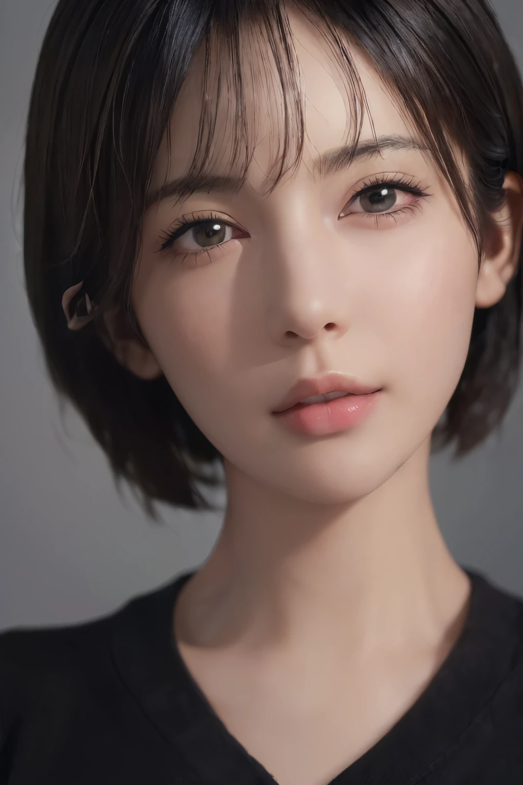 (masterpiece:1.3), (8k, photorealistic, RAW photo, best quality: 1.4), (1girl), beautiful face, (realistic face), (black hair, short hair:1.3), beautiful hairstyle, realistic eyes, beautiful detailed eyes, (realistic skin), beautiful skin, (sweater), absurdres, attractive, ultra high res, ultra realistic, highly detailed, golden ratio