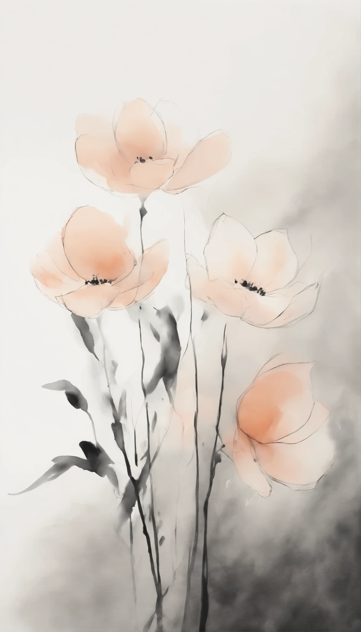 ((materpiece)), ((best quality)), ((high-res)), ((Ink wash)), ((artist)), ((extremly details)), beautiful flowers, pastel colors