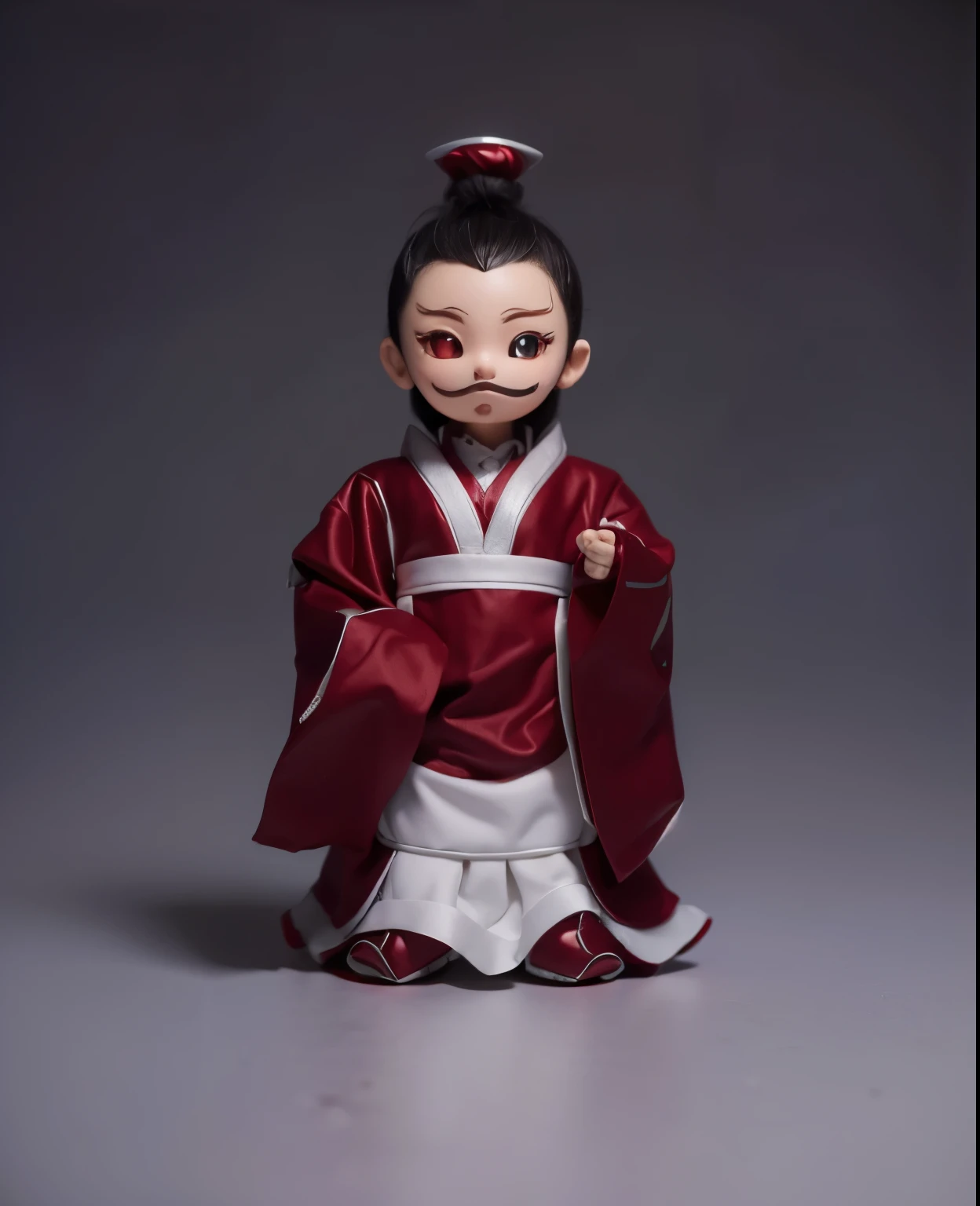 (best quality,8k,highres,masterpiece:1.2),solo,adorable,blind box,3D rendering,HD,white background,deep red dragon robe,chibi