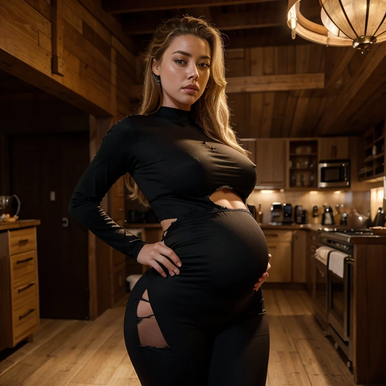 Amber Heard very big breast big ass pregnant 9  of pregnancy, in very tight clothes someplaces ripped, She wants more sex