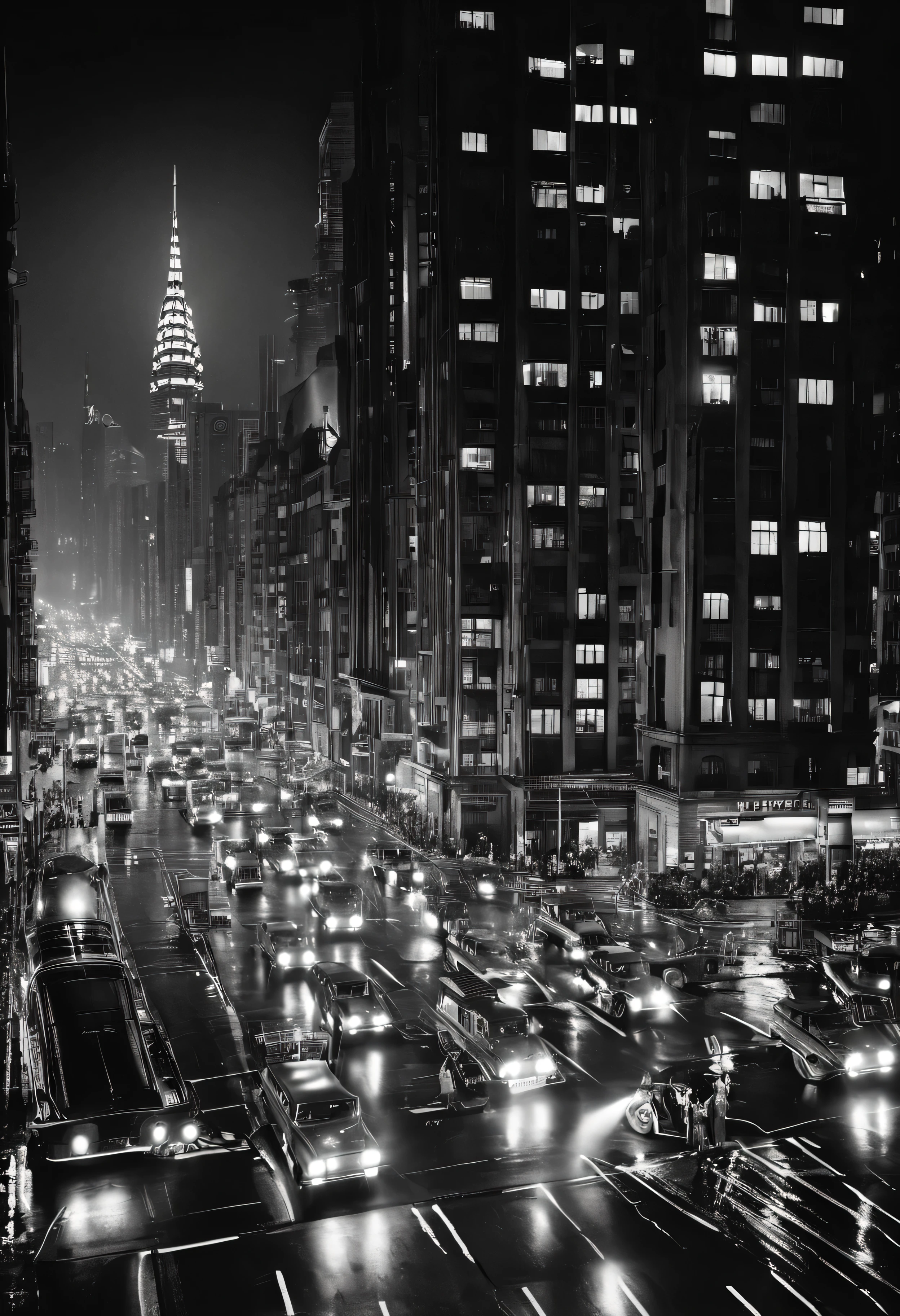 landscape photography，A group of skyscrapers，night，Vehicles on the ground，traffic light，aerial photography，35 mm，
Sebastiao Salgado，Peter。Lindbergh，(masterpiece，top quality，
best quality，official art，photography：2)
