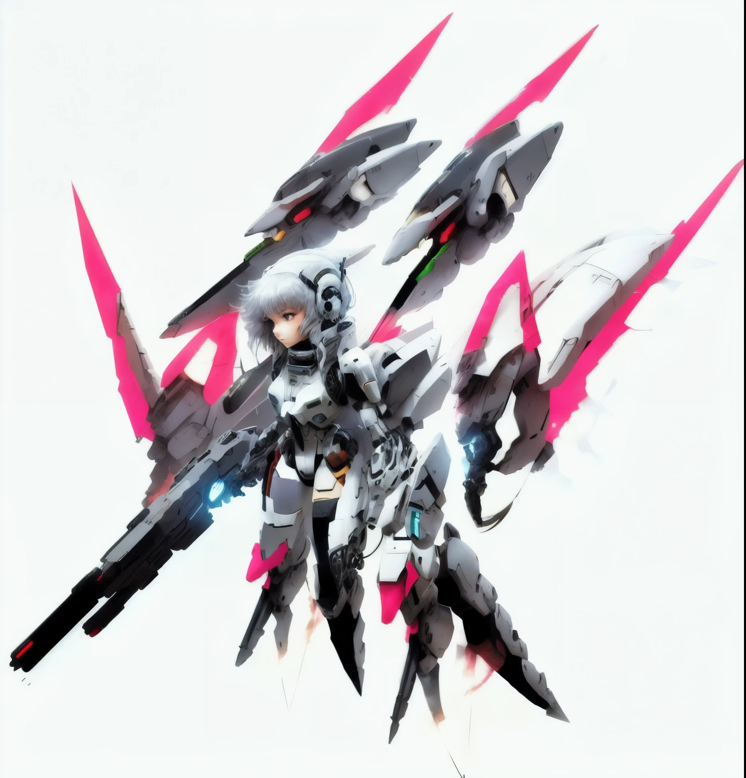 The girl pilots a mech,Future armor,aircraft,From Gundam,Floating gun,black mecha,