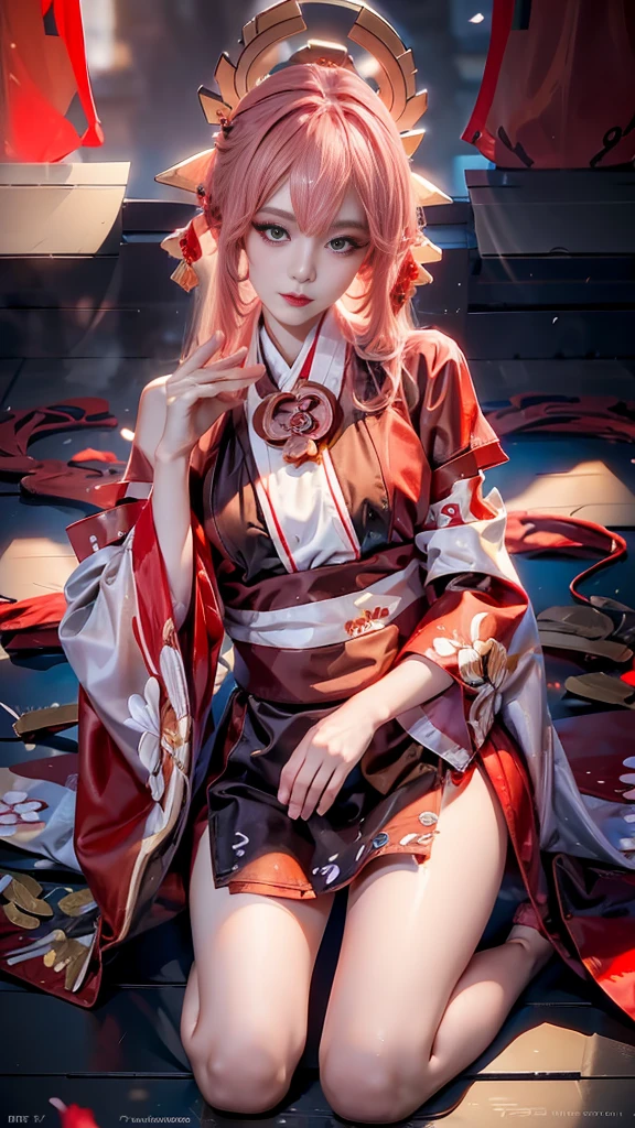 araffed asian woman in kimono sitting on the floor, in kimono, japanese goddess, in a kimono, seductive anime girl, beautiful alluring anime woman, glamorous and sexy geisha, traditional beauty, anime girl cosplay, elegant glamourous cosplay, organic seductive geisha, japanese model, kimono, wearing kimono, russian and japanese mix, sexy pose, very sexy outfit