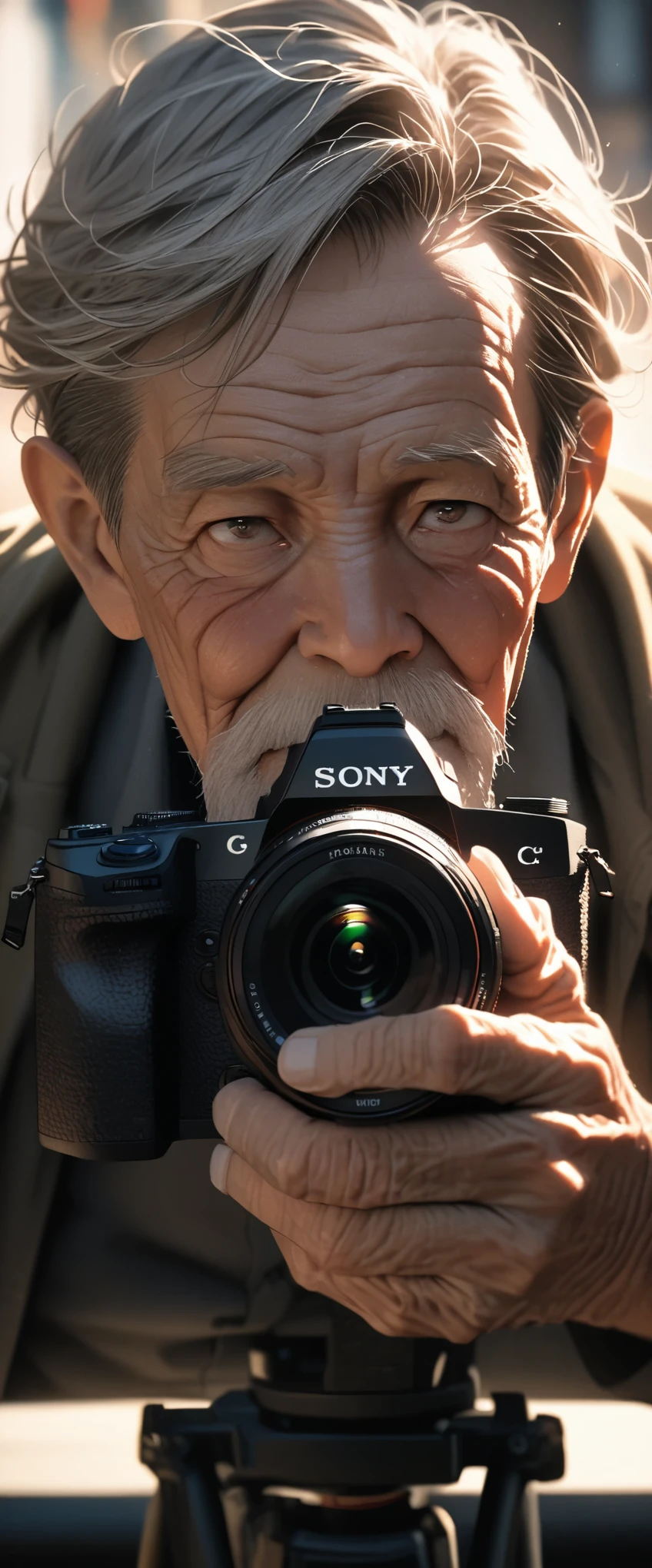 Detailed macro photo of an old man&#39;s face, Shot with Sony A7r camera with FE 50mm - F 2.8 universal lenses.