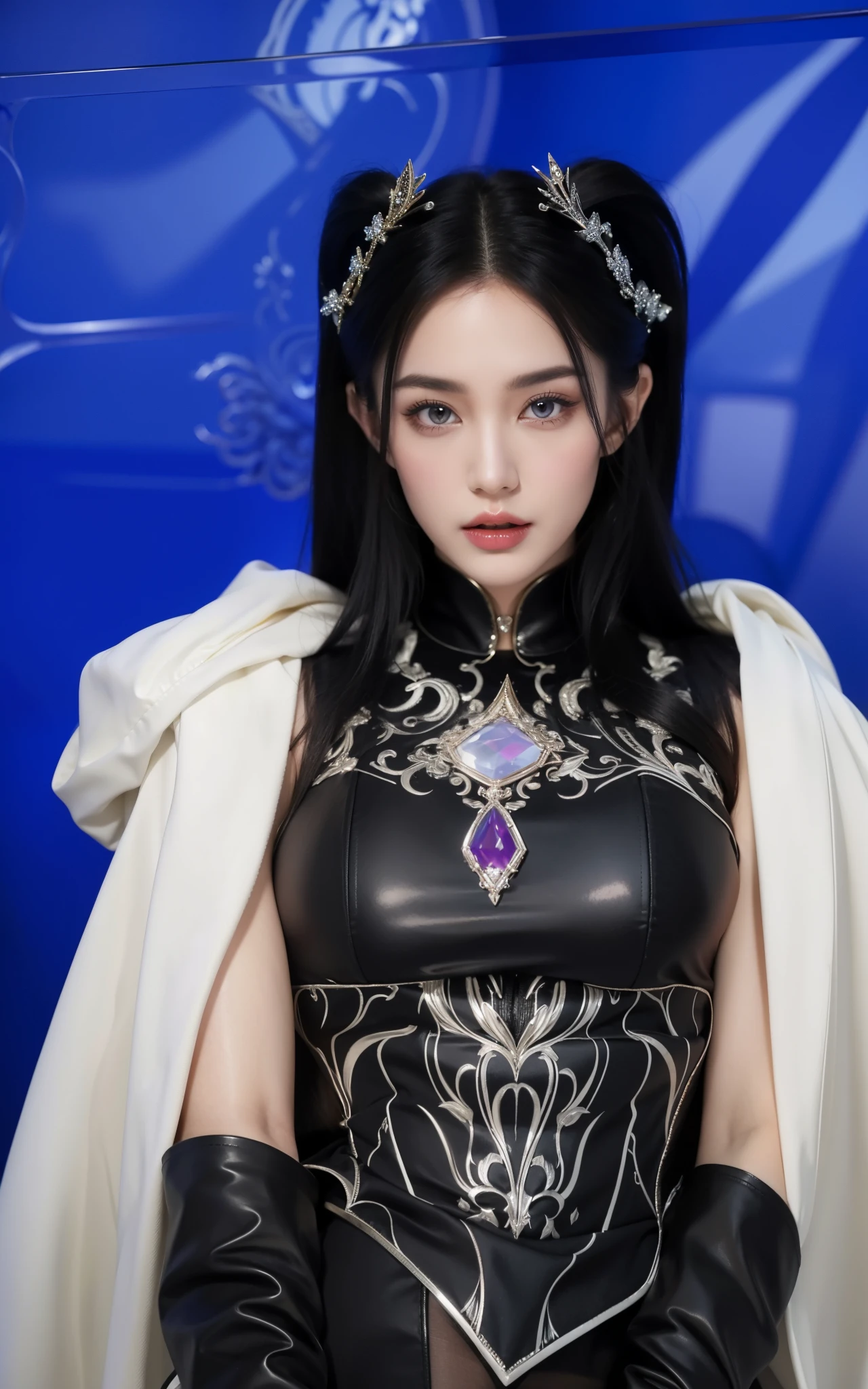 Royal sister,exquisite eyes,ice queen,put the crown on your head,Detailed facial expressions body,tall figure,Attractive figure,Leg length,4K,HD,Sensual,White translucent lace,Fair and plump figure,Good face shape,cherry bites,beautiful and delicious(3D royal sister),plump ass,gloss gel coat,Vampire queen wears luxurious dress,Have a tattoo(intricate tattoo designs),