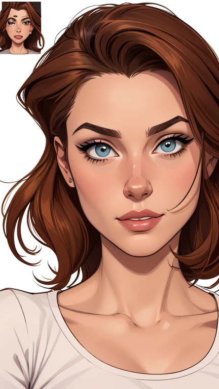 estilo de desenho animado:1.2), Dominika Paleta mulher Imagem de desenho animado de uma mulher , roupas sensuais , garota super fofa, authoritarian would be facial expressioncartoon style illustration, estilo de arte dos desenhos animados, estilo de arte dos desenhos animados, digital illustration style, design de personagens altamente detalhado, arte digital detalhada fofa, City fan art, design de personagem retrato, beautiful digital illustration, retrato de alta qualidade, arte em quadrinhos, retrato do design do personagem, white background Buso without clothes and medium breasts, beautiful and symmetrical body curves