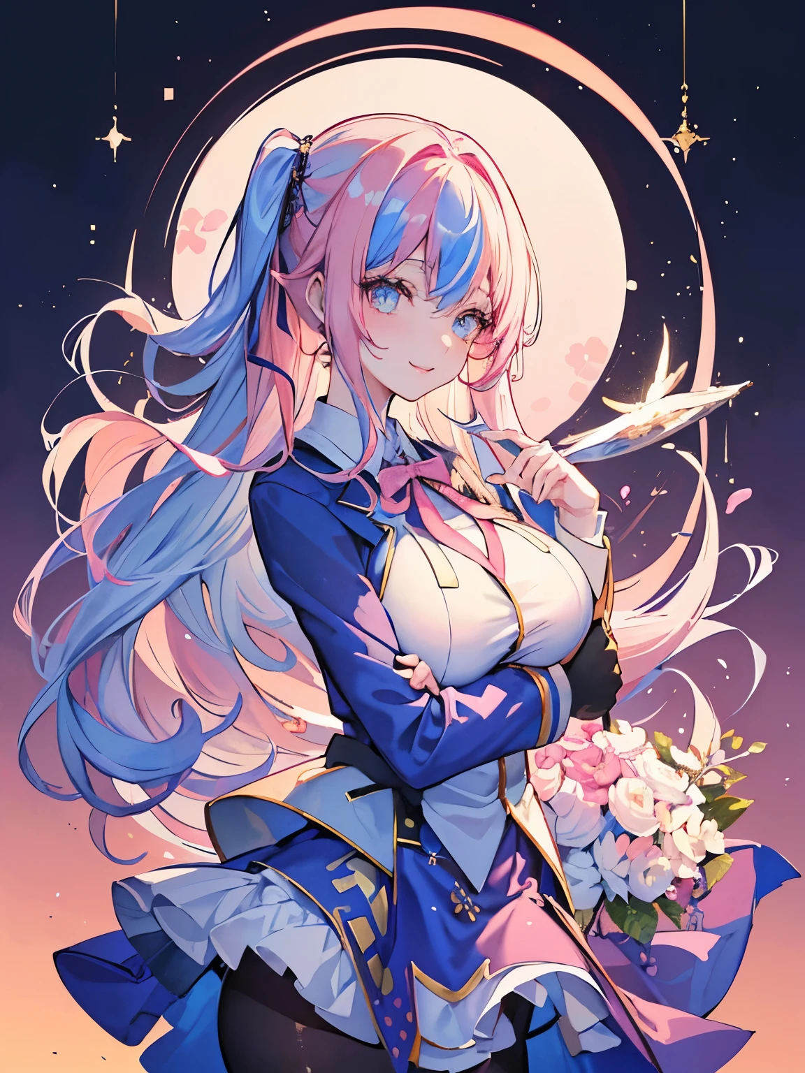 (detailed and beautiful eyes,美しくdetailed唇,非常にdetailed目と顔,long eyelashes,Cute girl in ribbon uniform,cute uniform,blazer,laughing out loud,attractive girl,highest quality,Big breasts,table top:1.2,stunning figure,Erotic and cute,超High resolution,gorgeous girl,nice girl,colorful hair,Relaxation Socks,High resolution,gorgeous eyes,perfect beauty) (masterpiece、highest quality、highest quality、watercolor painting(curly)、official art、beautiful beautiful:1.2)、(２with a girl:1.3)、(fractal art:1.3)、Upper body、From the side、looking at the viewer、pattern、(rainbow colored hair、Colorful髪、half white and half pink hair:1.2)、((detailed４This refers to、Thumb joint details))、gas、cloud、Colorful、deep kiss、I、violate、detailedパンティー