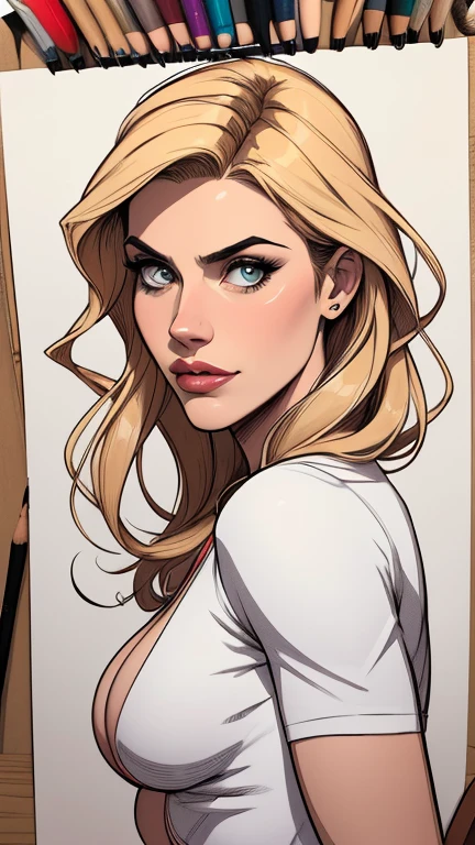 estilo de desenho animado:1.2), Alexandra Daddario mulher Imagem de desenho animado de uma mulher , roupas sensuais , garota super fofa, authoritarian would be facial expressioncartoon style illustration, estilo de arte dos desenhos animados, estilo de arte dos desenhos animados, digital illustration style, design de personagens altamente detalhado, arte digital detalhada fofa, City fan art, design de personagem retrato, beautiful digital illustration, retrato de alta qualidade, arte em quadrinhos, retrato do design do personagem, white background Buso without clothes and medium breasts, beautiful and symmetrical body curves