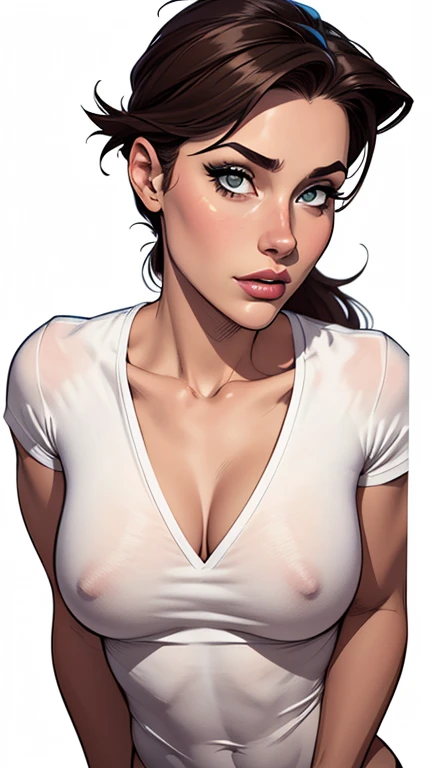 estilo de desenho animado:1.2), Dominika Paleta mulher Imagem de desenho animado de uma mulher , roupas sensuais , garota super fofa, authoritarian would be facial expressioncartoon style illustration, estilo de arte dos desenhos animados, estilo de arte dos desenhos animados, digital illustration style, design de personagens altamente detalhado, arte digital detalhada fofa, City fan art, design de personagem retrato, beautiful digital illustration, de alta qualidade, arte em quadrinhos, do design do personagem, white background Buso without clothes and medium breasts, beautiful and symmetrical body curves