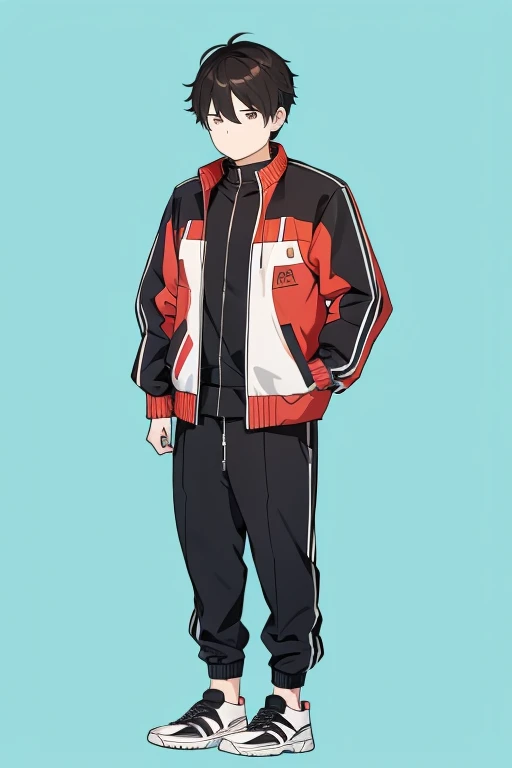 A standing modern urban Chinese man,Wear a stylish jacket,hands unfolded,White background