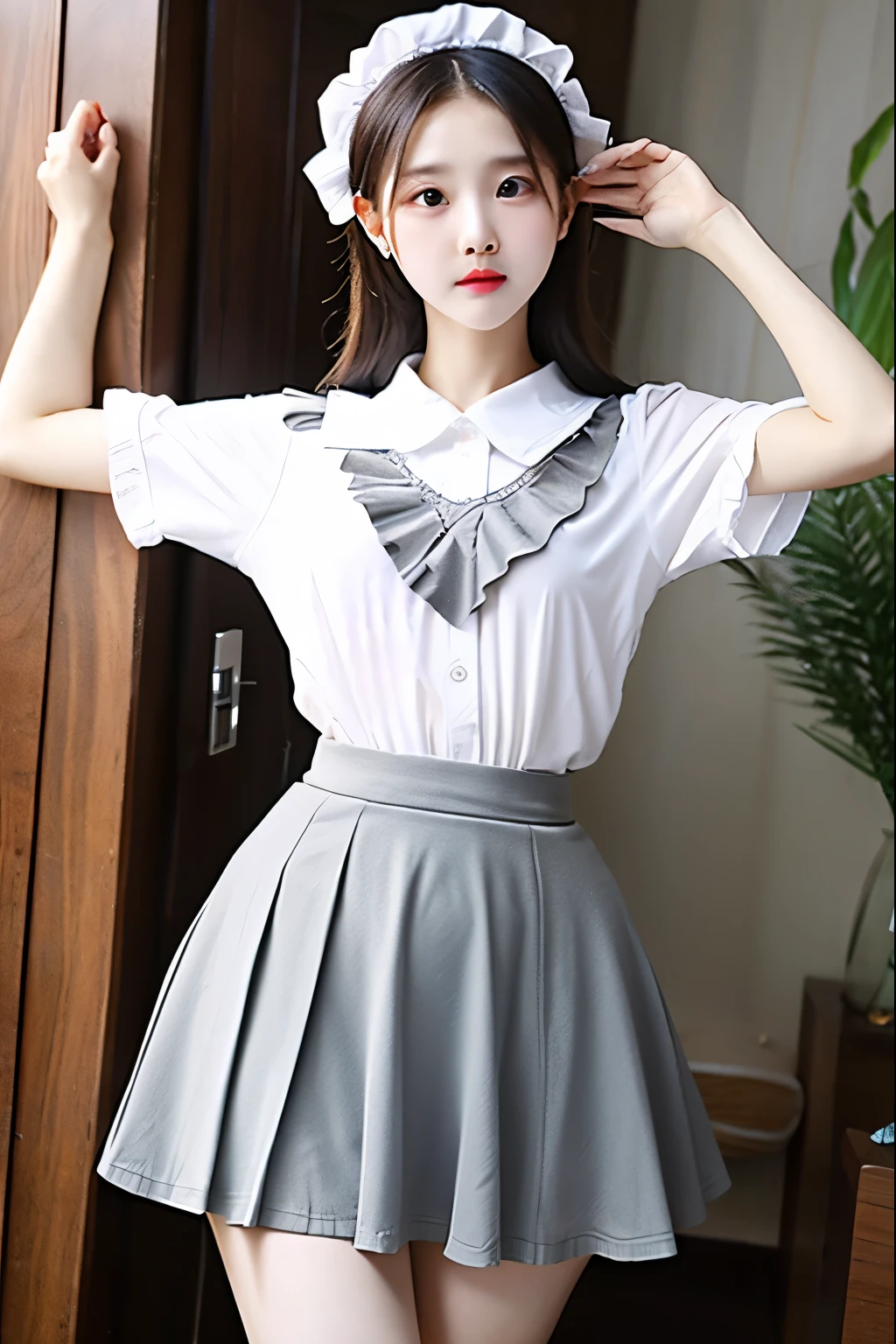 Skirt flip {nipple} Fluttering skirt, Lolita, mid-length skirt, knee-length skirt, girl, skirt pulled up to reveal thighs, Alice in Wonderland