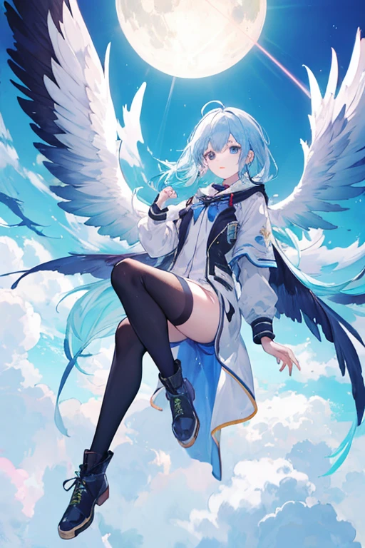 human non gendered with wings in the sky