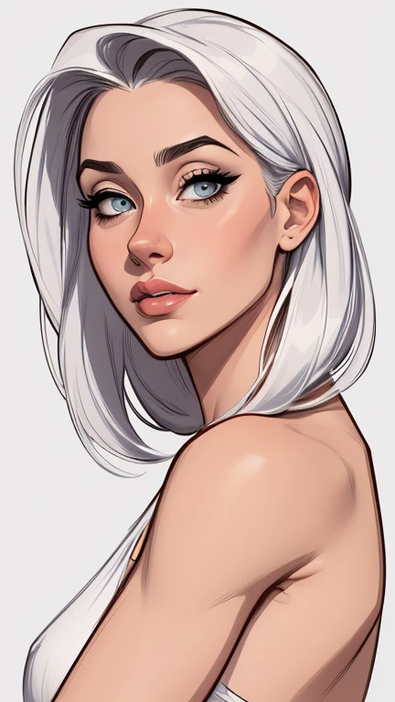 estilo de desenho animado:1.2), Dominika Paleta mulher Imagem de desenho animado de uma mulher , roupas sensuais , garota super fofa, authoritarian would be facial expressioncartoon style illustration, estilo de arte dos desenhos animados, estilo de arte dos desenhos animados, digital illustration style, design de personagens altamente detalhado, arte digital detalhada fofa, City fan art, design de personagem retrato, beautiful digital illustration, retrato de alta qualidade, arte em quadrinhos, retrato do design do personagem, white background Buso without clothes and medium breasts, beautiful and symmetrical body curves