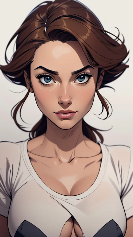 estilo de desenho animado:1.2), Dominika Paleta mulher Imagem de desenho animado de uma mulher , roupas sensuais , garota super fofa, authoritarian would be facial expressioncartoon style illustration, estilo de arte dos desenhos animados, estilo de arte dos desenhos animados, digital illustration style, design de personagens altamente detalhado, arte digital detalhada fofa, City fan art, design de personagem retrato, beautiful digital illustration, retrato de alta qualidade, arte em quadrinhos, retrato do design do personagem, white background Buso without clothes and medium breasts, beautiful and symmetrical body curves