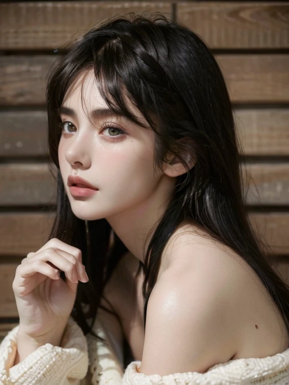 ( masterpiece, top quality, best quality,8k, girl,ultra detailed,raw photo:1.5),(photorealistic:1.4), (swept bangs, black hair:1.5), (cinematic lighting), PerfectNwsjMajic, , Surrealism, UHD, ccurate, Super detail, textured skin, High detail, Best quality, dynamic angle, White skin,[Beautiful blue eyes], high nose,[flat chest:large breasts:0.5],(1girl),(good anatomy:0.5)),(outside )
