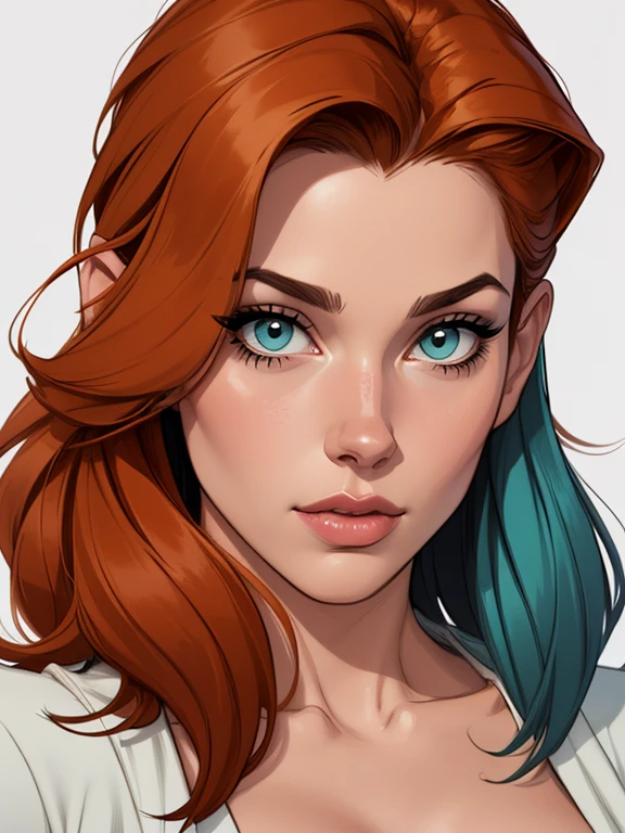 estilo de desenho animado:1.2), Jennifer anistonmulher Imagem de desenho animado de uma mulher , roupas sensuais , garota super fofa, authoritarian would be facial expressioncartoon style illustration, estilo de arte dos desenhos animados, estilo de arte dos desenhos animados, digital illustration style, design de personagens altamente detalhado, arte digital detalhada fofa, City fan art, design de personagem retrato, beautiful digital illustration, retrato de alta qualidade, arte em quadrinhos, retrato do design do personagem, white background Buso without clothes and medium breasts, beautiful and symmetrical body curves