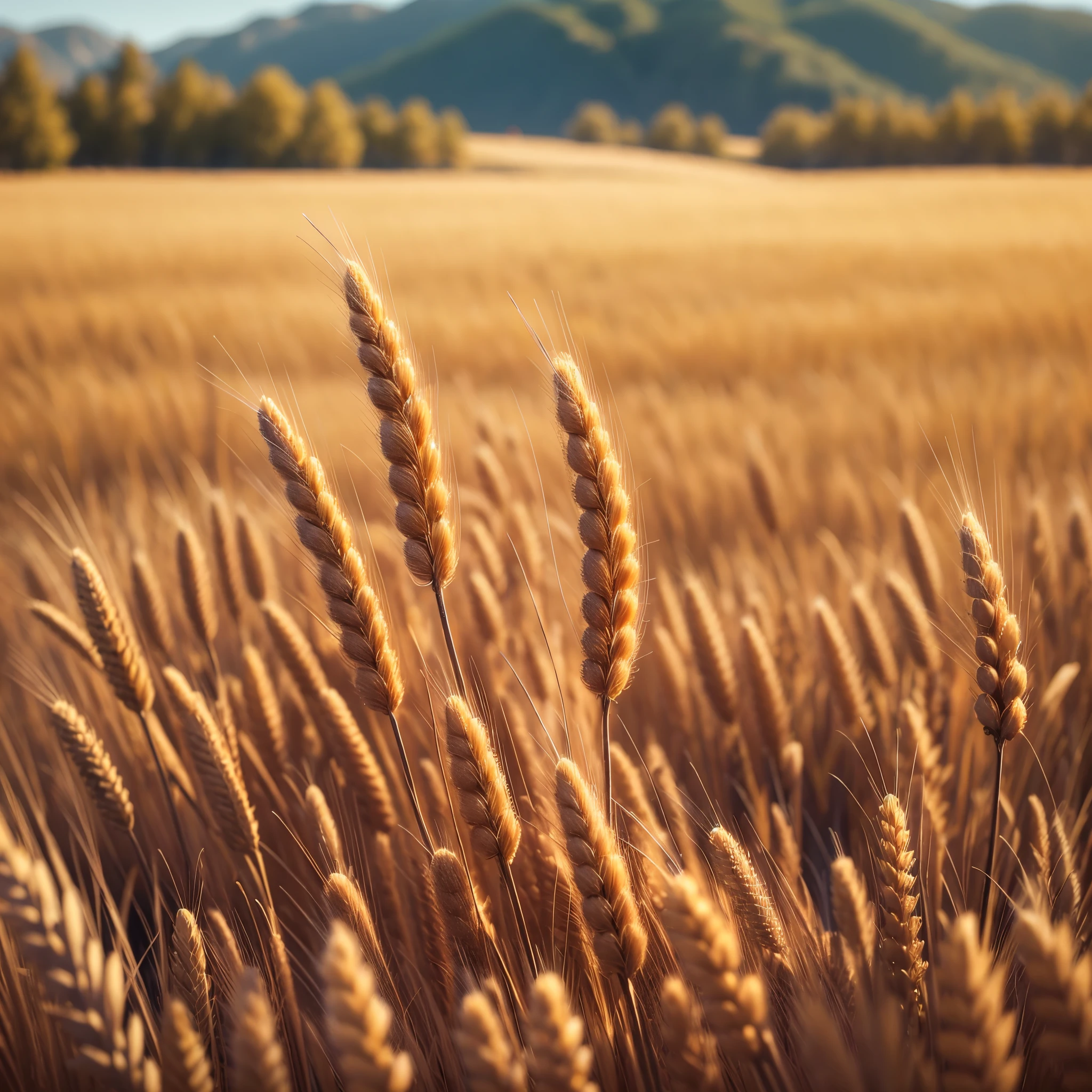 Golden wheat field with harvest