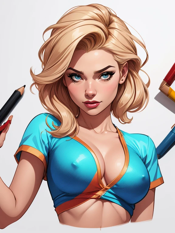 estilo de desenho animado:1.2), Jennifer anistonmulher Imagem de desenho animado de uma mulher , roupas sensuais , garota super fofa, authoritarian would be facial expressioncartoon style illustration, estilo de arte dos desenhos animados, estilo de arte dos desenhos animados, digital illustration style, design de personagens altamente detalhado, arte digital detalhada fofa, City fan art, design de personagem retrato, beautiful digital illustration, retrato de alta qualidade, arte em quadrinhos, retrato do design do personagem, white background Buso without clothes and medium breasts, beautiful and symmetrical body curves