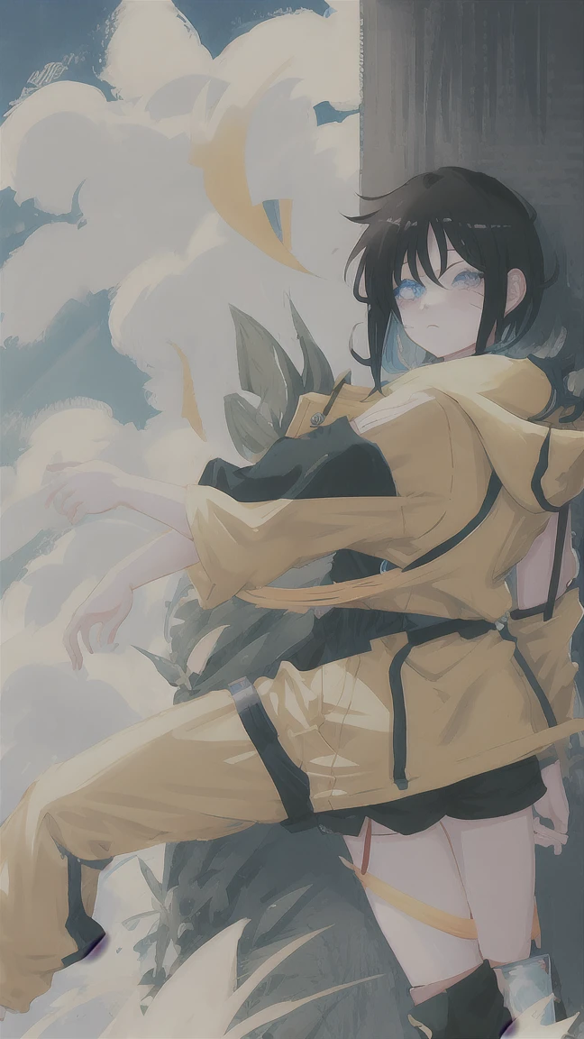 ANIME NARUTO SHIPPUDEN GIRL BLACK SHORT HAIR ONE BLUE EYE AND ONE GRAY EYE