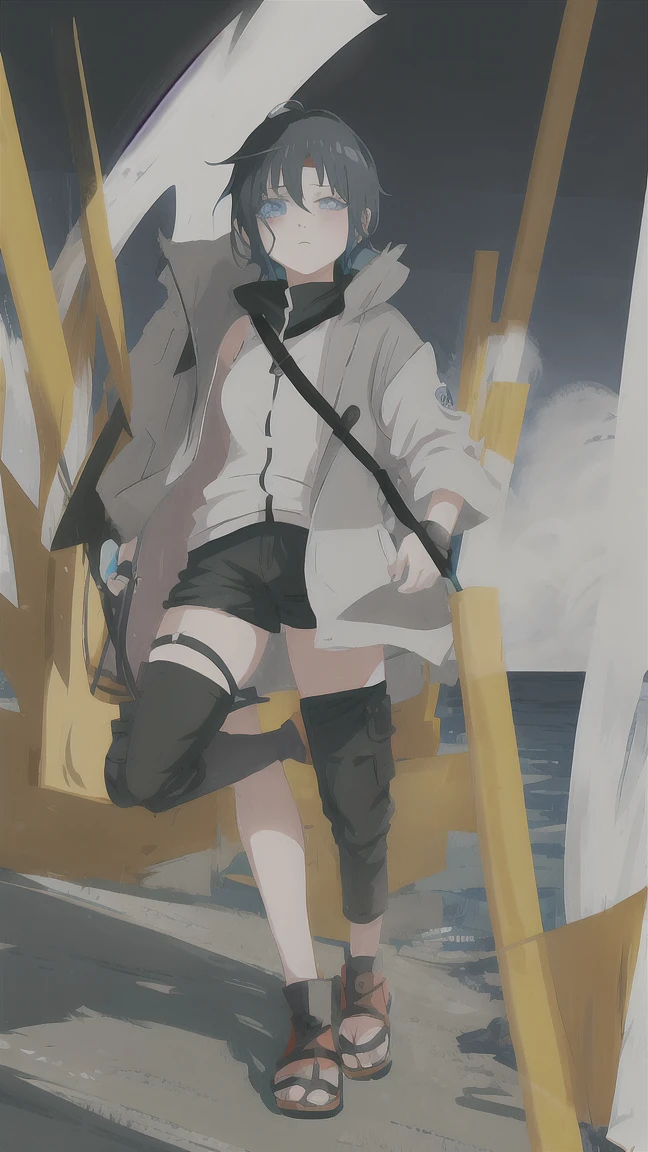 ANIME NARUTO SHIPPUDEN GIRL BLACK SHORT HAIR ONE BLUE EYE AND ONE GRAY EYE