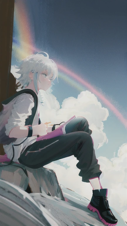 ANIME NARUTO SHIPPUDEN GIRL BLACK SHORT كيرلي HAIR ONE BLUE EYE(( KILLUA ZOLDEK GIRL)) BLACK PANTS AND WHITE SHIRT AND BLACK JAKET