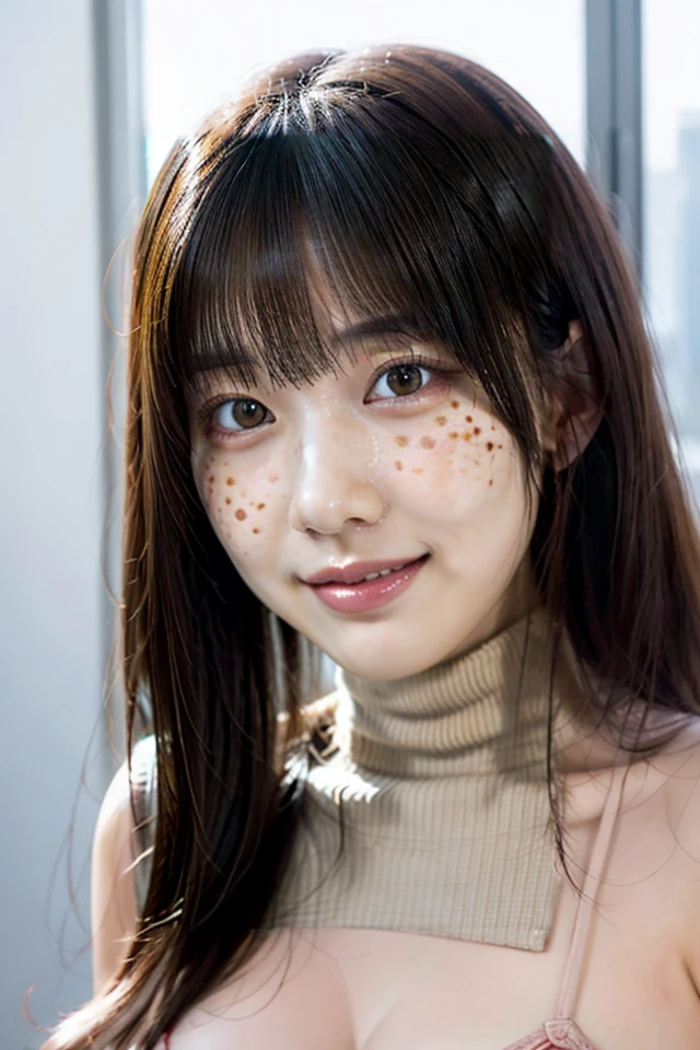 Freckled woman posing for a photo, kawaii realistic portrait, spotted ultra realistic, 8K Art Germ Bokeh, photorealistic beautiful face, hyper realistic anime, photorealistic anime, hyper-realistic cg, Light and cute freckles, realistic. Chen Yi, hyperrealistic beautiful face, realistic portrait photo, hyperrealistic picture, ultra - realistic faces