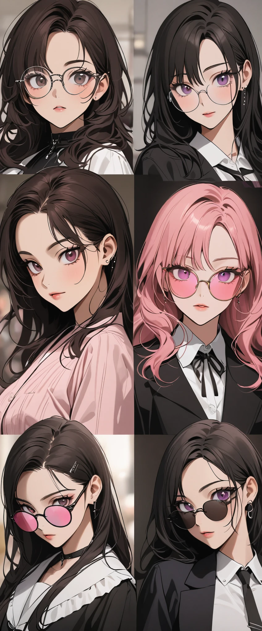 Japanese woman sitting on chair，wearing glasses on face, sunglasses, wear glasses, Urzan, woman wearing rose colored glasses, Lumrat Currency, Wearing thin and big round glasses, wearing pink glasses, Wearing small round glasses, Portrait of Keith Blackpink, blackpink jisoo, blackpink jisoo, square glasses, sunglasses