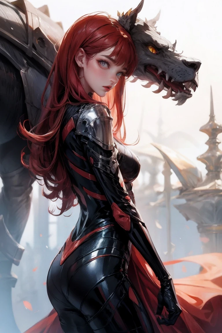 Full length portrait of a girl in a red suit, Fight monsters、unreal engine fantasy art, 8k fantasy art, D&D Trending at Art Station, 4K fantasy art, an ominous fantasy illustration, epic fantasy game art, Dark fantasy concept art