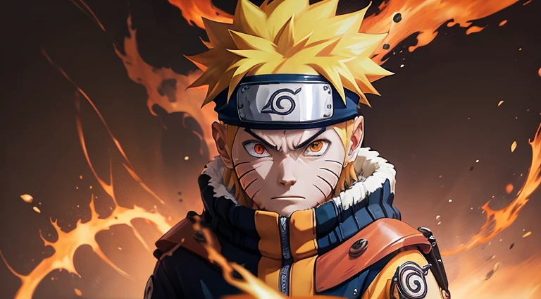 uzumaki naruto, naruto shippuden, 1char, fullbody, splash art, riot splash art, riot game, riot style, lol style, lol splash art, orange aura, kurama shadow, kurama eyes, naruto ninja style, 