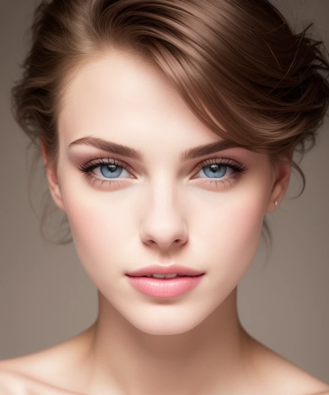 fashion model 25 years old, [[[[closeup]]]], [[[[chest]]]], [[[[neck]]]], [[[[shoulders]]]], perfect eyes, perfect iris, perfect lips, perfect teeth, perfect skin, soft front light, glow, HDR, (muted colors:1.2)