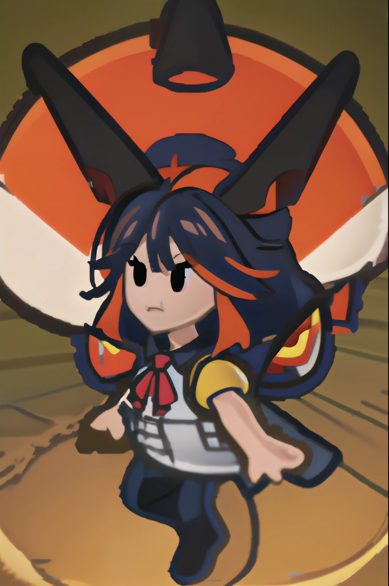 fullbody black eyes, solid oval eyes, outline human  ryuuko matoi 