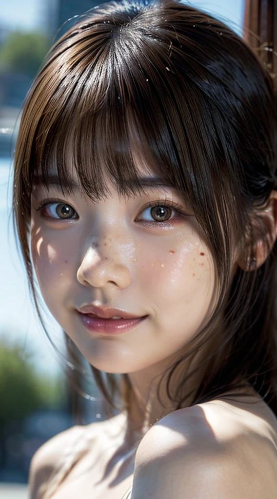 Freckled woman posing for a photo, kawaii realistic portrait, spotted ultra realistic, 8K Art Germ Bokeh, photorealistic beautiful face, hyper realistic anime, photorealistic anime, hyper-realistic cg, Light and cute freckles, realistic. Chen Yi, hyperrealistic beautiful face, realistic portrait photo, hyperrealistic picture, ultra - realistic faces