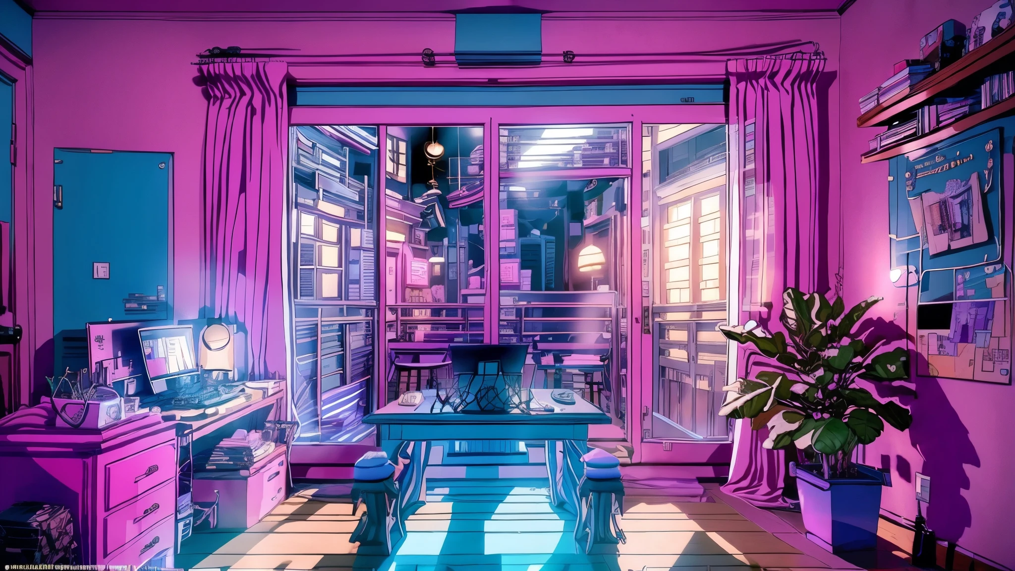 Girls are traders, pink theme, style anime, Computer, living room, in the Computer screen is chart stock night light , (very detailed:1.2), (warm light:1.2), table top, surreal,32k, very detailed CG Unity 8K 壁紙, highest quality  (table top,highest quality:1.5)