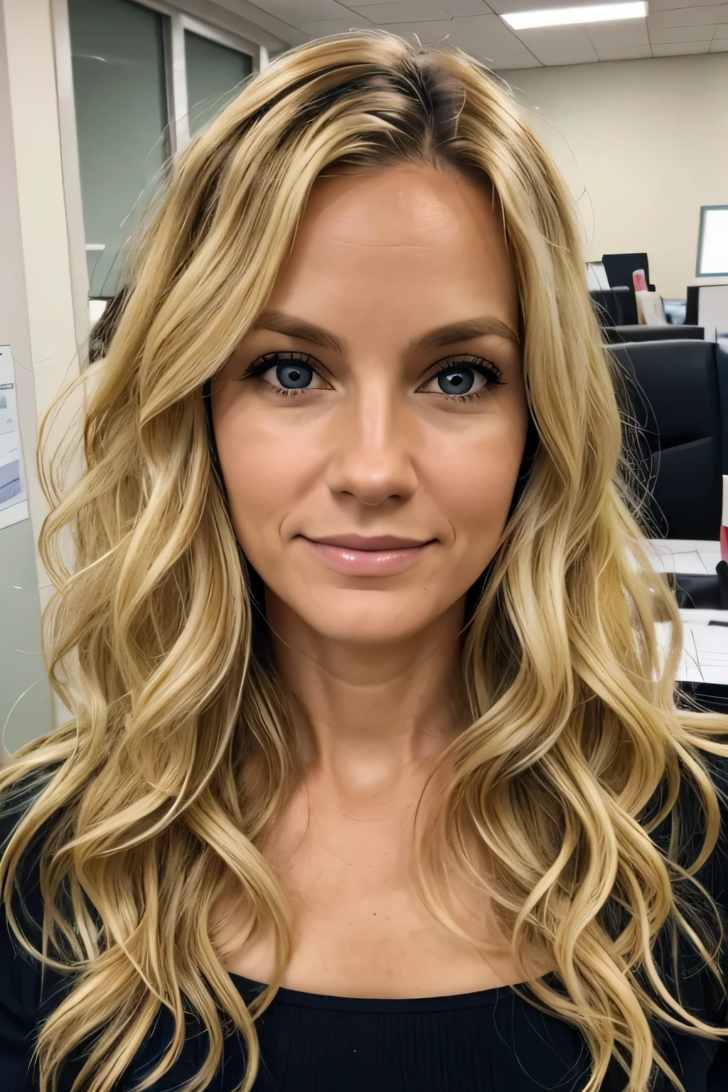 photo of wavy hair ugly looking blond 35 years old office woman