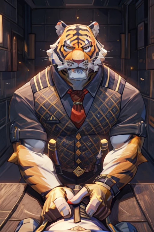 a cartoon picture of a Tigre in a suit sitting on a bench, anthropomorphic Tigre, (SFW) seguro para el trabajo, Oscar (fortnite), high resolution commission, Tigre_bestia, supervisory winston, en un traje estricto, grueso, en traje estricto, pov arte peludo, vestido casualmente, sentarse casualmente, haciendo una pose majestuosa y caliente, SFW version