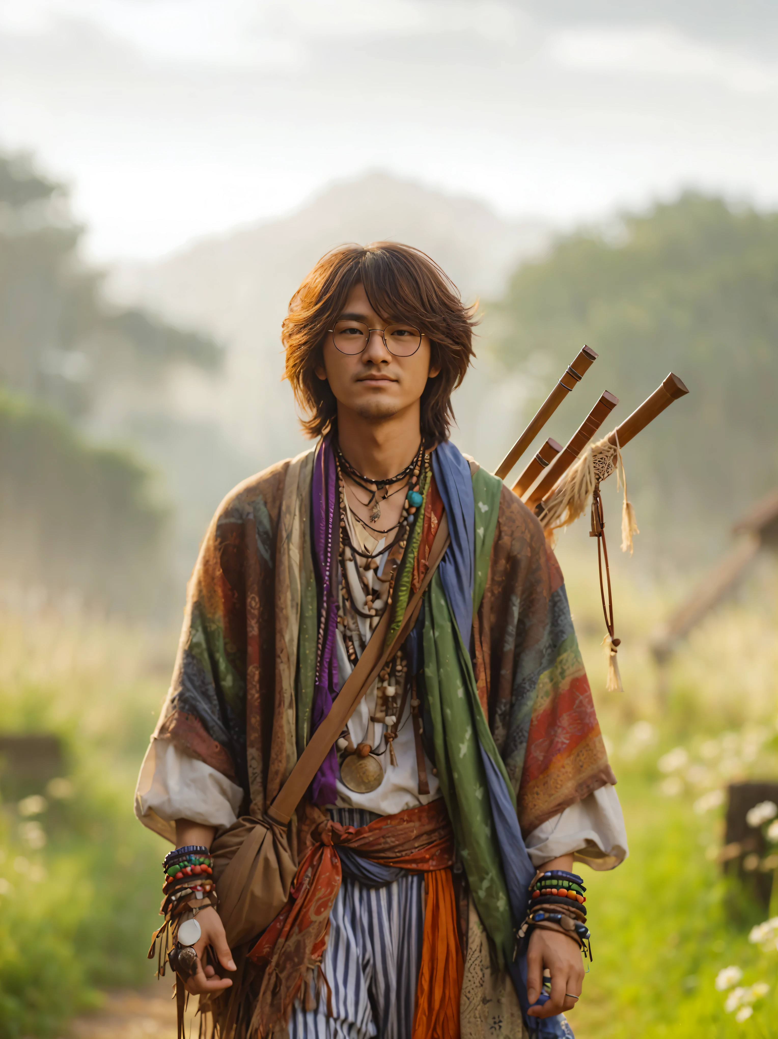 arafed man with a bow and arrows in a field, japanese live-action movie, still from a live action movie, inspired by Yamagata Hiro, portrait shot, movie still 8 k, still from a fantasy movie, inspired by Itō Ogura Yonesuke, kousuke oono, inspired by Yoshihiko Wada