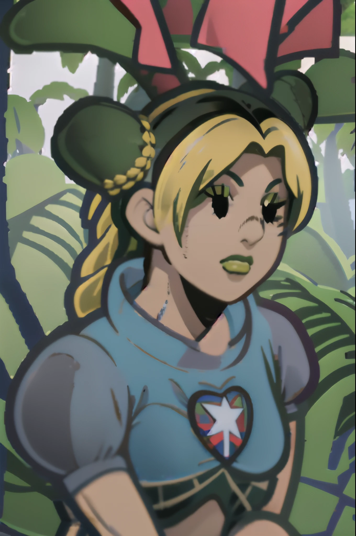 fullframe simple background, full body,
black eyes, solid oval eyes, outline Jolyne_Anime